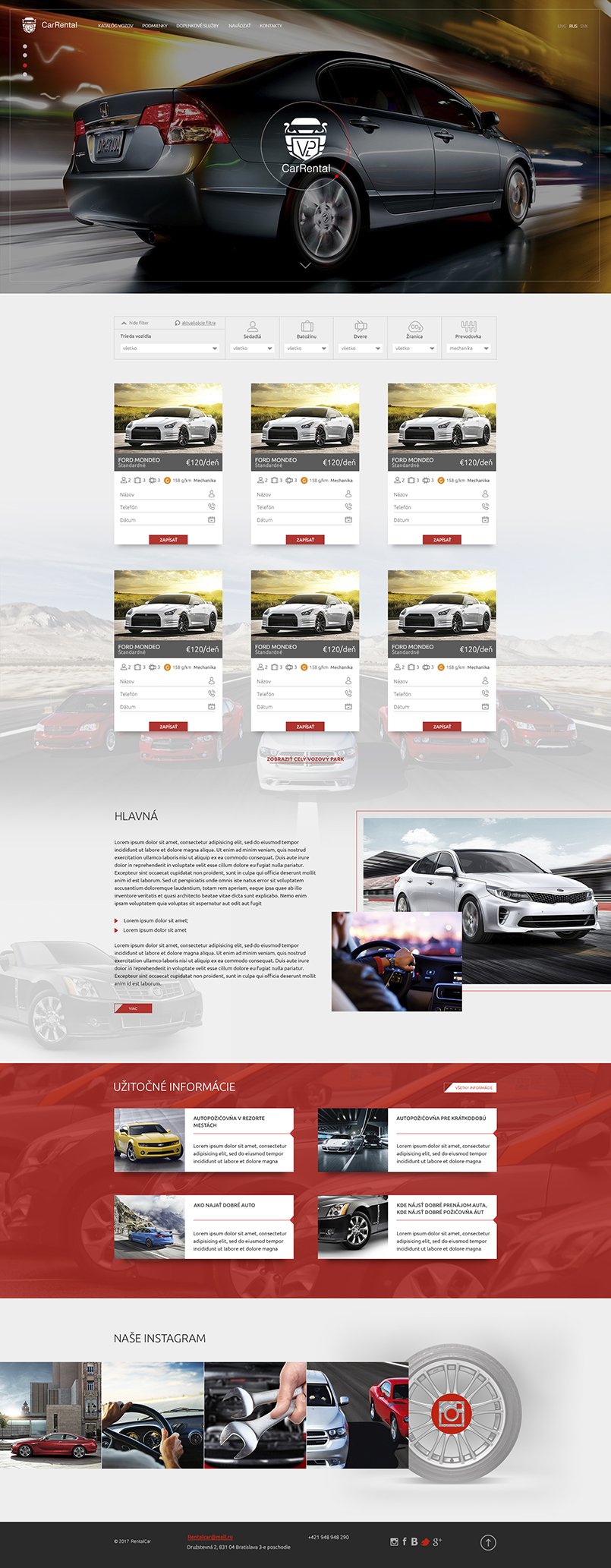 We show the finished main page, the website supports a video background in the header of the website and also the filter of the car selection is visible, the client remains satisfied